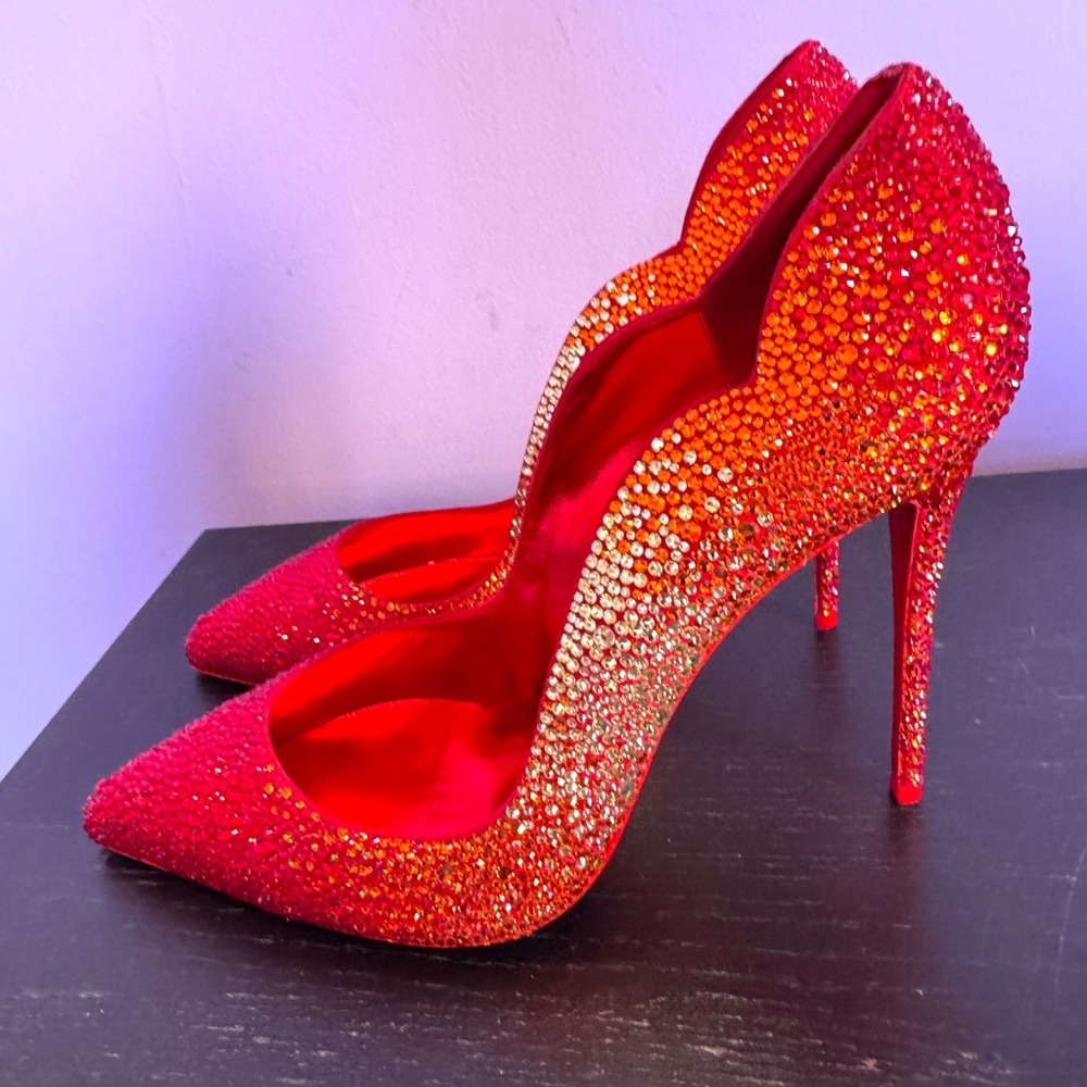 Christian Louboutin Elegant Red Women's hot chick ombré Swarovski pumps